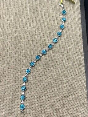 Sterling Silver 8.61 TCW Malgache Neon Apatite & WhiteTopaz Bracelet 7.5"